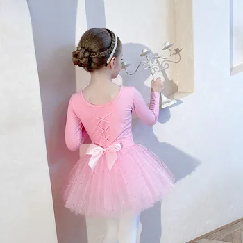 Baleto Suknelė Vaikų Šokių Drabužius Mokymo Drabužius Bodysuit Šokių, Gimnastikos Triko Dancewear Baleto Tutu Suknelė