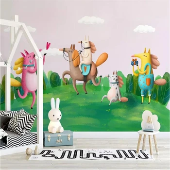 wellyu papel de parede Užsakymą tapetai Šiaurės minimalistinio animacinių filmų gyvūnų vaikai namas fono sienos popieriaus freskos tapeta
