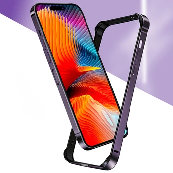 IPhone 14 Pro Max Bamperis Metalo Violetinė Aliuminio Rėmas, Šarvai atsparus smūgiams Telefono dėklas Skirtas iPhone 14 Pro 14 Plius Prabanga Dangtis