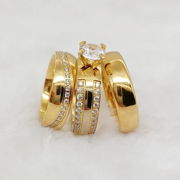 Aukštos Kokybės Nekilnojamojo 14k Aukso Sužadėtuvių Žiedas cz Diamond Fine Jewelry Užsakymą Pavadinimas Poros Vestuvių Žiedai Rinkiniai Vyrams Ir Moterims