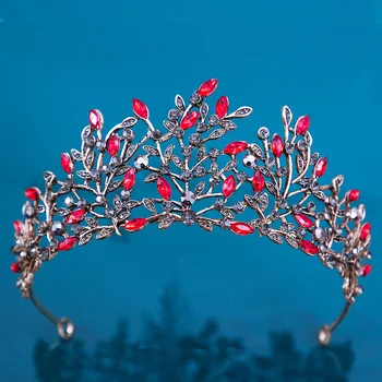 KMVEXO Baroko Derliaus Princesė Queen ' Bridal Crown galvos Apdangalai Kristalų Tiara Moterų Vestuvių Karūnos Plaukų Suknelė Aksesuarai, Papuošalai