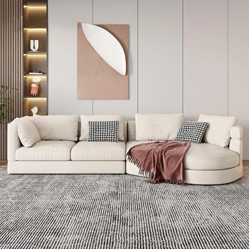 Lenktas Šiaurės Technologijos Audinio Kampe Sofa Paprasta Modernios Šviesos Prabangos Dizaineris Kambarį, L-formos Šezlongas Lounge Sofa Rinkinys