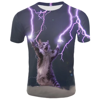 Karšto Pardavimo Galaxy Kosmoso 3D T-shirt Žaibo Katė Juokinga Atspausdinta Marškinėliai Vyrams Moterys Mados Atsitiktinis Trumpas Rankovės Vasaros Marškinėlius