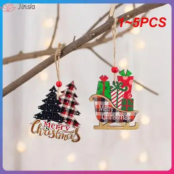 1~5VNT Kalėdinė Dekoracija Kalėdų Dekoracijos Kalėdų Kalėdų Eglučių Papuošalai, Medžio Pledas Stiliaus Medinis Pakabukas