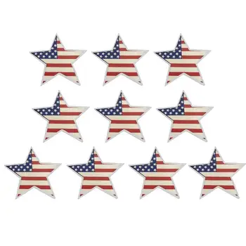 Liepos 4-osios Mediniai Star Ženklai Amerikos Vėliavos Žvaigždučių Dekoro Nepriklausomybės Diena Star Tėvynės Papuošalai Namuose