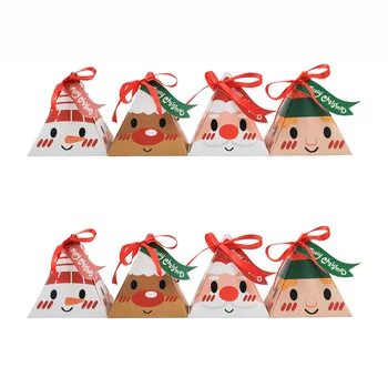 10vnt Trikampis Kalėdų Popieriaus Langelį, Santa Claus Slapukus, Saldainių, Dovanų Pakavimo Dėžutės Partija Pasisako Kalėdų Dekoro Namai