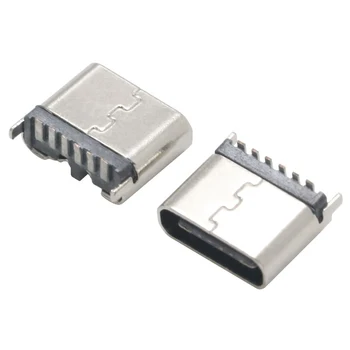 50pcs TIPAS-C 3.1 USB Jungtis 6pin Vertikalus Pleistras 6.8 MM Greito Įkrovimo, Blykstės Įkrovimas, Aukštas Duomenų Perdavimo