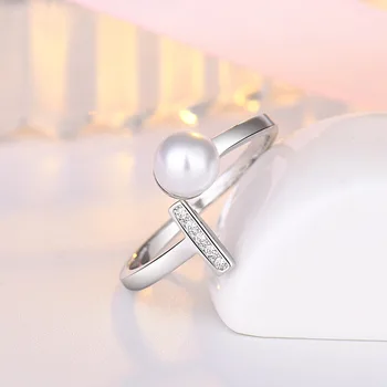 Unikalaus Dizaino Balto Aukso spalvos Apdaila Perlų Žiedas Baltas Cirkonis Kokteilis Moterų Žiedas Elegantiška Nuotakos Vestuvių Moterų Papuošalai
