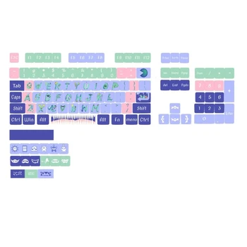 PurpleXDA StayUp LateMonster Temą Pbt Keycap 126PCS Pilnas Komplektas SublimationProcess Už CrossCore Mechaninė Klaviatūra