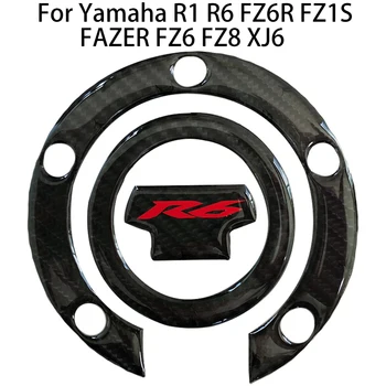 Atnaujinti 3D Nekilnojamojo Anglies Pluošto Yamaha R1 R6 FZ6R FZ1S FAZER FZ6 FZ8 Motociklo Kuro Dujų Bžūp Bako Dangtelio Raštas Padas Lipdukai