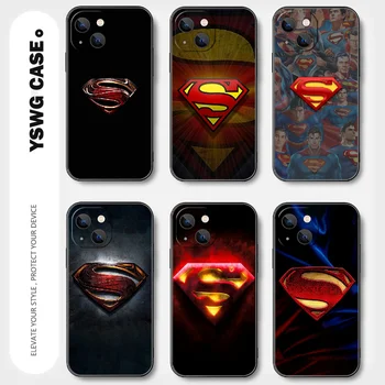 Supermenas S Logotipas Telefono dėklas Skirtas iPhone 15 14 13 12 11 8 Pro Max X XR XS Plius Mini Dangtelis Juodas