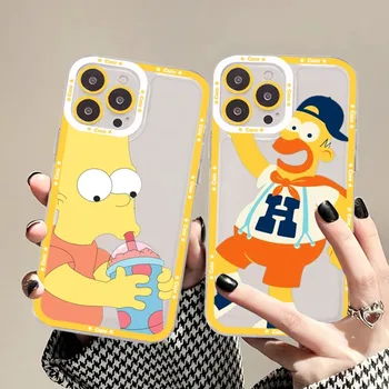 Juokinga Homero S-Simpsonai Telefono dėklas Skirtas iPhone 14 13 12 11 Pro Max Mini X Xs XR 6 7 8 Plus SE 2020 Skaidrus Atveju
