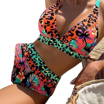 Leopard Bikini Nustatyti Moterų Maudymosi Kostiumėlį Naujas Seksualus Push-Up Maudymosi Kostiumėliai Paplūdimio Biquini Moteris 