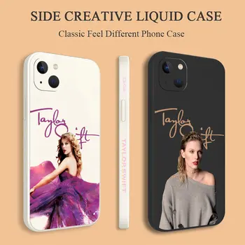 Karšto T-Dainininkė Taylor S-Swift Telefono dėklas Skirtas iPhone 15 14 13 12 11 Pro XS Max Mini X XR SE 7 8 6S Plius Skystu Silikonu Padengti Cqoue