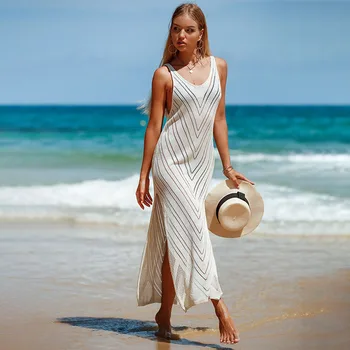 Hollowout Bikini Padengti Iki Long Beach Suknelė 2023 Megzti Paplūdimio Moterims Seksualus Megztinis Palaidinė Atostogų Sweimsuit Dangtis
