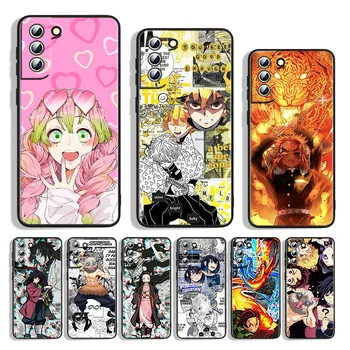 Silikono Padengti Manga Kimetsu nr. Yaiba Samsung S21 S22 S20 FE Ultra S10e S10 S9 S8, S7 S6 Krašto Plus Black Telefono dėklas