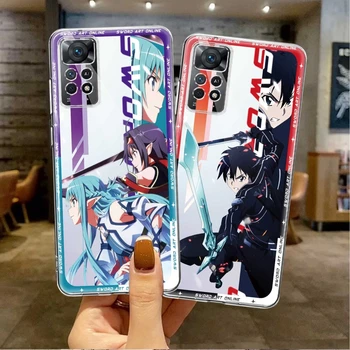 Telefoną Atveju Xiaomi Redmi Pastaba 9A 11 9 9S 12 Pro 5G 9C 10C Minkštas A2 K40 A1 10 Pro Kardas Meno Internete Kirito Yuuki Asuna Anime