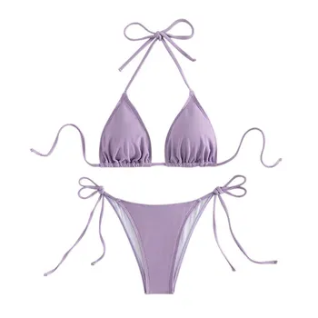 2023 Naujas Seksualus Maudymosi Kostiumą, Vientisų maudymosi kostiumėlį Apynasrio Dirželis Backless Paplūdimio Plisuotos 2 Gabalas Bikini Nustatyti Moterų Padalinta maudymosi Kostiumėliai