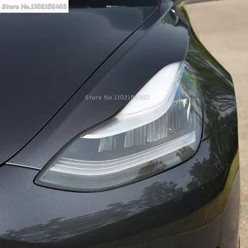 2 Vnt. Už Tesla Model 3 X Y S Automobilių Žibintų Dūmų Juoda Apsauginė Plėvelė Apsaugos Skaidrios TPU Lipdukas Anti-scratch