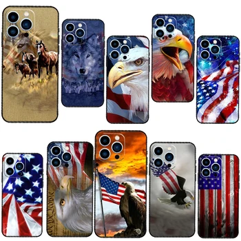 American Eagle Vėliavos JAV Atveju iPhone 12 Pro Max 7 8 Plus X XS XR SE Apima, 