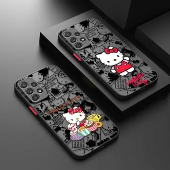 Anime Hello Kitty Telefono Dėklas Samsung Galaxy A53 A54 A14 A52 A13 A12 A34 A71 A33 A51 A23 A21 A32 A73 A22 A72 Sunku Matinis Shell