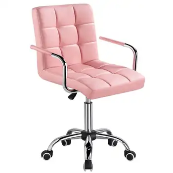 Moderni Reguliuojama Dirbtiniais Odos Pasukama Biuro Kėdė su ratukais, Rožinė