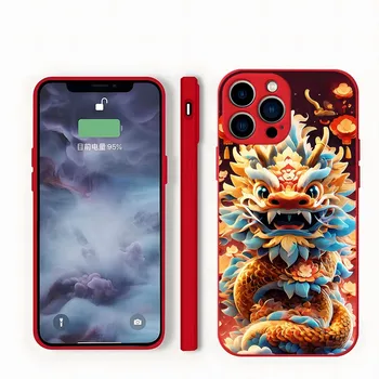 Nauji Metai 2024 Dragon Telefono dėklas Skirtas Apple IPhone 13 Pro Max Mini Xs X Xr 11 12 7 8 6 6s Plus Se 2020 14 Saldainiai Raudona