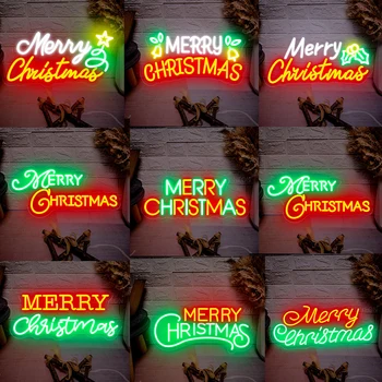 Linksmų Kalėdų Neoninis Ženklas Kalėdų Skrybėlę Meno Šviesos Šalies Vaikų, Miegamojo, Baras, Užeiga Klubas LED Ženklas Šviesos Kalėdų Dekoro Neoninės Šviesos