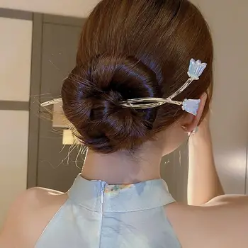Kinijos Hanfu Rožių Gėlių Plaukų Stick Gėlių Plaukų smeigtukai Mergina Šukuosena Pintas kryželiu Plaukų Įrašą Moterų Elegantiškas Retro Plaukų Fork