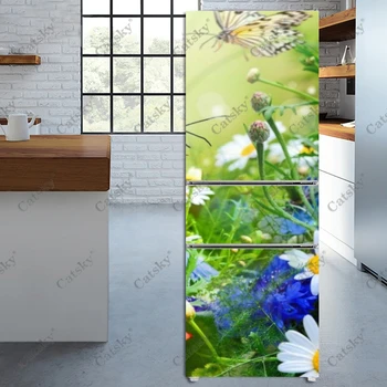 Drugelis Spausdinimo Modelio Šaldytuvas Durų Padengti Sienos Lipdukas lipnios Gėlių Šaldytuvas Lipdukai, Tapetai Namų Puošybai