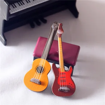 1/6 BJD Lėlių OB11 Mini Modelis Baldai Klasikinė Gitara Populiarus Elektrinės Gitaros Muzikos Miniatiūriniai Elementai Lėlės Priedai