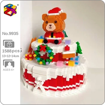 PZX 9935 Linksmų Kalėdų Padengia Medžio Sniego Tortas Stalčių Pet Lėlės Modelis Mini Diamond Blokų, Plytų Pastatas Žaislas Vaikams Ne Lauke