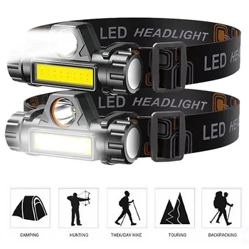 Lauko Aukštą Ryškumą Nakties Žvejybos Žibintai Magnetinio Darbą Šviesos diodų (LED) Žibintų dual šviesos šaltinis COB USB jungtį priekinis Žibintas,