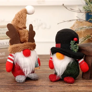 Naujas Kalėdines dekoracijas plaid hat mielas miško vyras papuošalai elnias tika nykštukas Rudolph lėlės