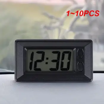1~10VNT Mini Automobilių Prietaisų skydelis Skaitmeninis Laikrodis, Transporto priemonės Lipnios Laikrodis Su skystųjų KRISTALŲ Ekranas Automobilių Klijuoti Žiūrėti