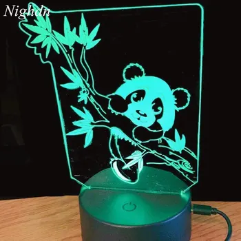 3D Panda Naktį Šviesos diodų (Led) Lempos Šviesos Iliuzija 7 Spalva Keičiasi Jutiklinį Jungiklį Kūdikių Vaikai Apdailos Lempos Dovana Vaikui naktinė lempa