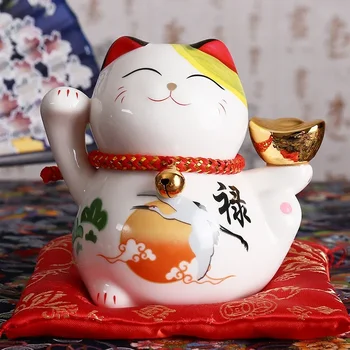 4 colių Keramikos Maneki Neko Statulėlės Pasisekė Katė Pinigų Lauke Likimo Katės Ornamentu Piggy Bank Feng Shui Verslo Dovana