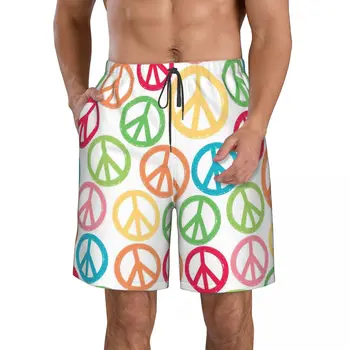 Hipių Stilius Taikos Ženklų vyriški Paplūdimio Šortai Fitneso Greitai-džiovinimo maudymosi kostiumėlį Juokinga Gatvės Įdomus 3D Šortai