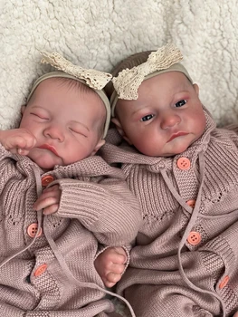 19inch viso Kūno Silikono Jau Dažytos Baigė Reborn Baby Doll Dvyniai Levi Miega & Miega Baby Doll 3D Odos Matomas Venų