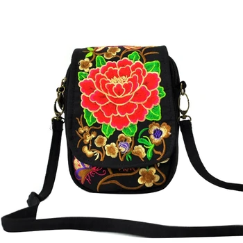 Vintage Stiliaus, Siuvinėtų Petį Krepšys Moterims Gėlių Crossbody Krepšiai Piniginės E74B